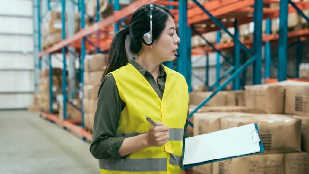 Female in warehouse